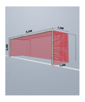 Cawila Tornetz 5,15x2,05m | Tiefe 1,0x1,0m | Maschenweite 12cm | Stärke 4mm | rot