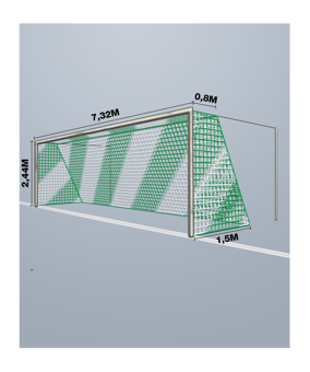Cawila Tornetz 7,50x2,50m | Tiefe 0,8x1,5m | Maschenweite 12cm | Stärke 4mm | grün/weiß