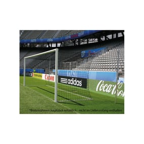 Cawila Fussballtor 7,32 x 2,44m in Bodenhülsen | Freie Netzaufhängung | weiß | Eckverschweißt
