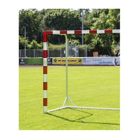 Cawila Handballtor mobil, vollverschweißt | 1,25m Tiefe | Rote KU Felder