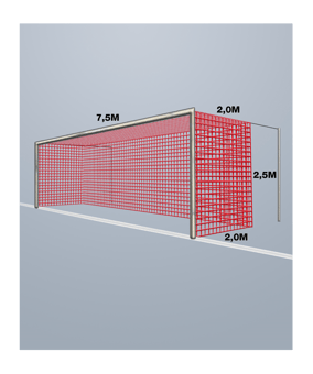 Cawila Tornetz 7,50x2,50m | Tiefe 2,0x2,0m | Maschenweite 12cm | Stärke 4mm | rot
