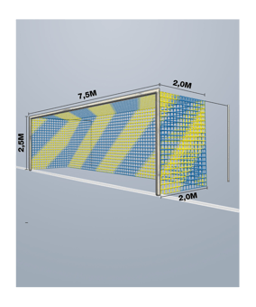 Cawila Tornetz 7,50x2,50m | Tiefe 2,0x2,0m | Maschenweite 12cm | Stärke 4mm | blau/gelb