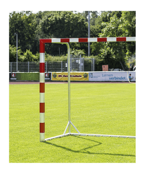 Cawila Handballtor mobil, vollverschweißt | 1,25m Tiefe | Rote KU Felder