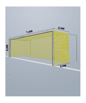 Cawila Tornetz 7,50x2,50m | Tiefe 2,0x2,0m | Maschenweite 12cm | Stärke 4mm | gelb
