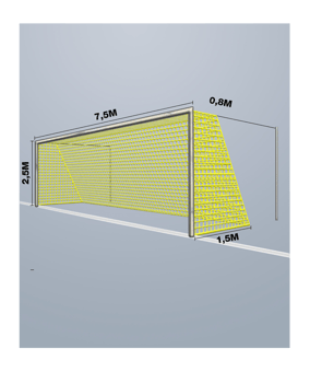 Cawila Tornetz 7,50x2,50m | Tiefe 0,8x1,5m | Maschenweite 12cm | Stärke 4mm | gelb