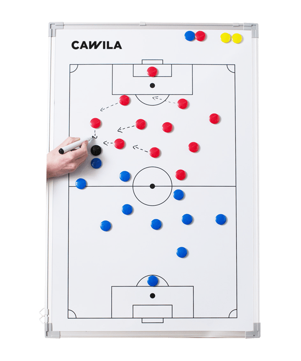 Cawila Taktikboard 45x60 cm | Fußball Taktiktafel inkl. Tasche und Magnete - weiss
