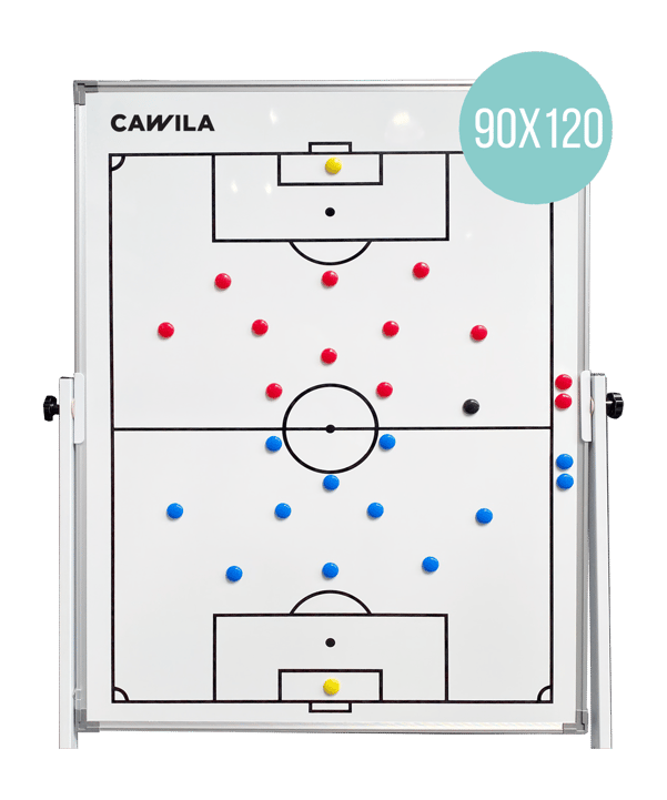 Cawila Taktikboard 90x120 cm | Fußball Taktiktafel inkl. Tasche und Magnete - weiss