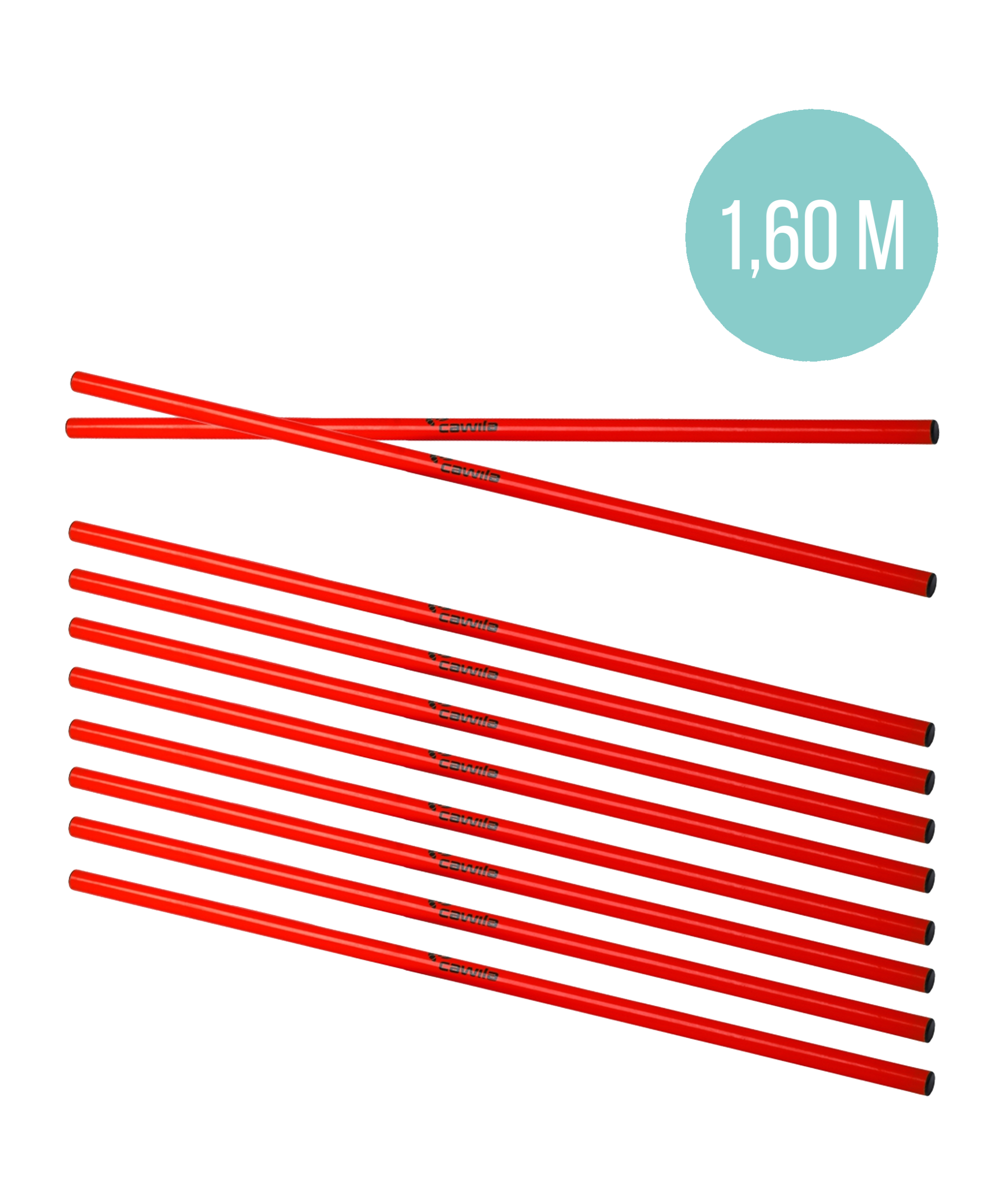 Cawila Trainingsstange L | 1,60m | Ø 25mm | Rot | Hürdenstangen (Slalomstangen)